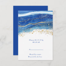 Réponse RSVP Elegant Blue and Gold Watercolor