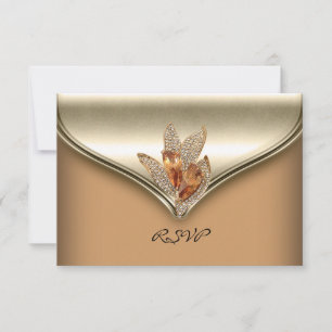 Réponse RSVP Élégant Caramel Beige Or Anniversaire