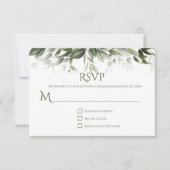 Réponse RSVP Elegant Greenery - Vert olive clair (Devant)