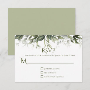 Réponse RSVP Elegant Greenery - Vert olive clair