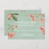 Réponse RSVP Elegant Wood Roses Vintages Pêche (Devant / Derrière)