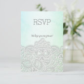 Réponse RSVP élégante bleu vert pour tous les évén (Debout devant)