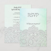 Réponse RSVP élégante bleu vert pour tous les évén (Devant / Derrière)