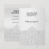 Réponse RSVP élégante dentelle argentée pour tous  (Devant / Derrière)