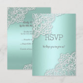 Réponse RSVP élégante en dentelle verte menthe pou (Devant / Derrière)