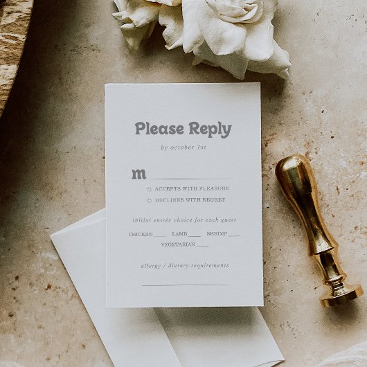 Réponse RSVP Élégante et Formel Menu de Mariage Mi