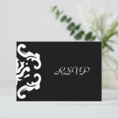 Réponse RSVP en Damas noir et blanc élégant (Debout devant)
