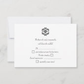 Réponse RSVP en Damas noir et blanc élégant (Dos)