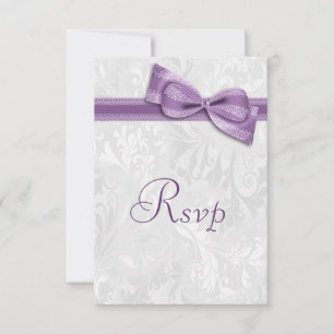 Réponse RSVP en Damassé Blanc et Ruban Faux