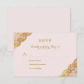 Réponse RSVP en dentelle d'or rose (Devant / Derrière)