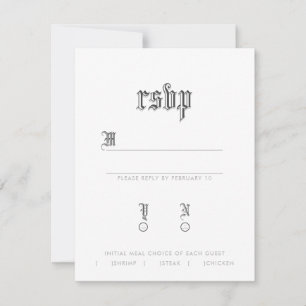 Réponse RSVP en écriture gothique