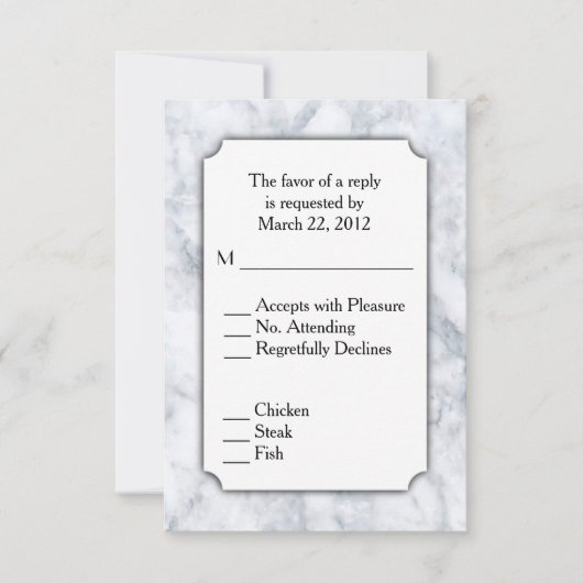 Réponse RSVP en marbre avec choix de menu (Devant)