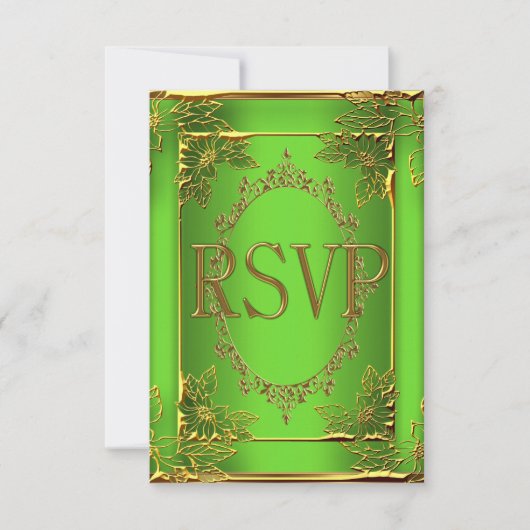 Réponse RSVP Fête d'anniversaire Lime Or (Devant)