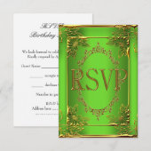 Réponse RSVP Fête d'anniversaire Lime Or (Devant / Derrière)
