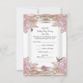 Réponse RSVP Fête Rose Rose Blanche Papillon (Dos)