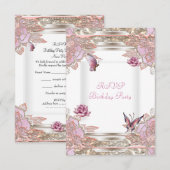 Réponse RSVP Fête Rose Rose Blanche Papillon (Devant / Derrière)