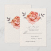 Réponse RSVP Feuille de Rose Pailletée Conte de Fé (Devant / Derrière)
