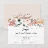 Réponse RSVP Fleur Blanche Bohème Herbe de Pampas  (Devant / Derrière)