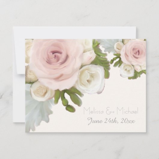 Réponse RSVP Fleur de mariage Feuille de rose succ (Devant)