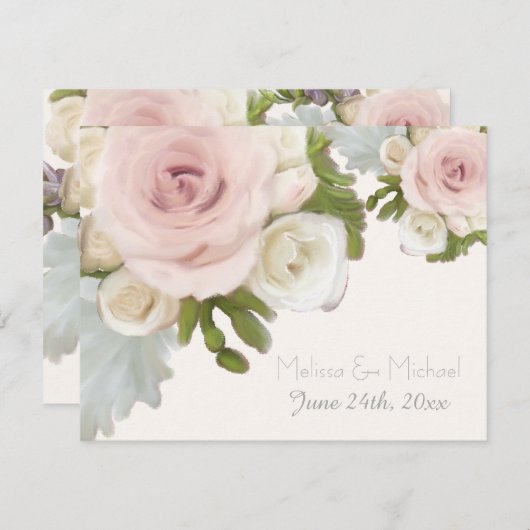 Réponse RSVP Fleur de mariage Feuille succulente d (Devant / Derrière)