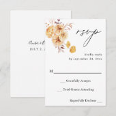 Réponse RSVP Fleur Florale Jaune Doré sans Repas (Devant / Derrière)