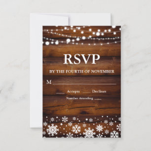 Réponse RSVP Flocon de Neige Hiver Rustique