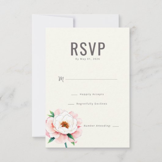 Réponse RSVP Florale Beige Élégante (Devant)