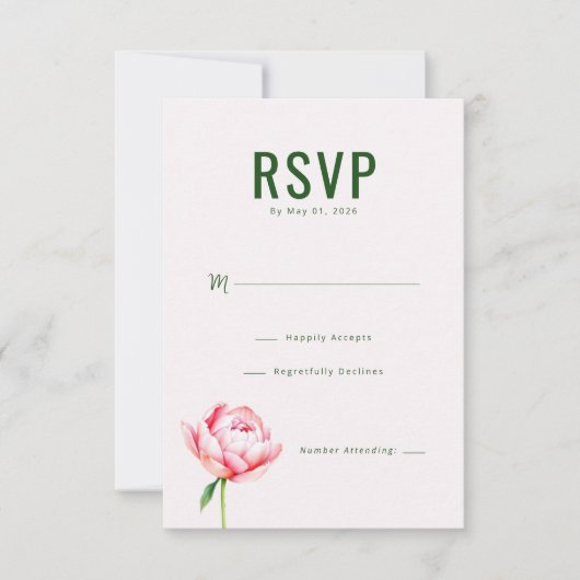 Réponse RSVP Florale Verte Élégante (Devant)