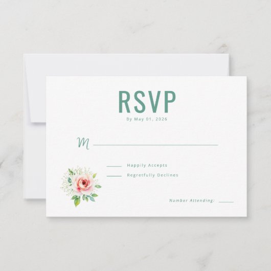 Réponse RSVP Florale Verte Élégante (Devant)
