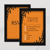 Réponse RSVP gothique orange avec choix de menu (Devant / Derrière)