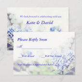 Réponse RSVP Hydrangea Bleu en forme de cœur (Devant / Derrière)