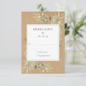 Réponse RSVP Kraft Rustique Aquarelle Verdure (Debout devant)