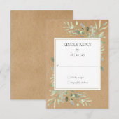 Réponse RSVP Kraft Rustique Aquarelle Verdure (Devant / Derrière)