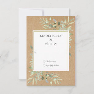 Réponse RSVP Kraft Rustique Aquarelle Verdure