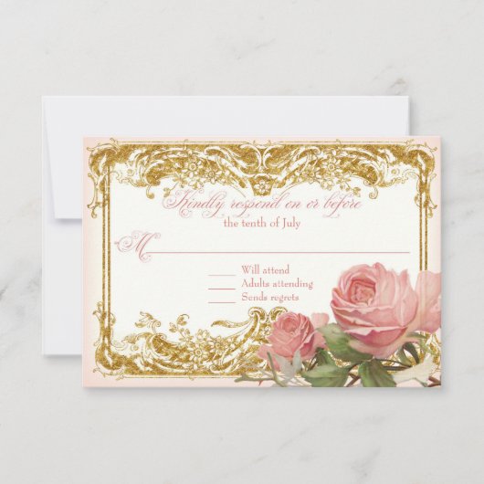 Réponse RSVP Maison du Rose Vintage parisien (Devant)