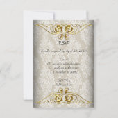 Réponse RSVP Mariage Beige Or Damassé (Dos)