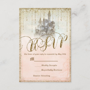 Réponse RSVP Mariage Château Livre Doré Pailleté