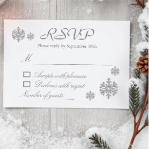 Réponse RSVP Mariage d'hiver Flocon de neige argen
