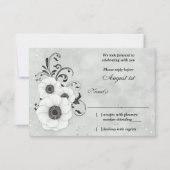 Réponse RSVP Mariage Fleur Anémone Noir Blanc (Devant)