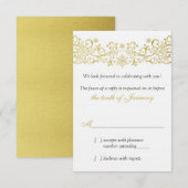 Réponse RSVP Mariage Floral Flocon de Neige Blanc  (Devant / Derrière)