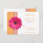 Réponse RSVP Mariage Gerber Daisy Rose Orange Carr (Devant / Derrière)