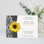 Réponse RSVP Mariage Jaune Tournesol Noir Damassé (Debout devant)