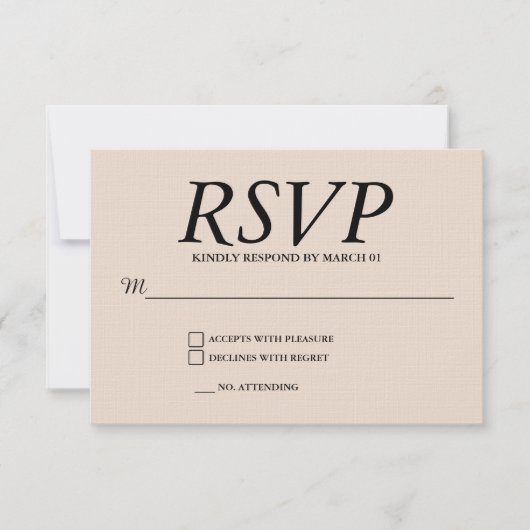 Réponse RSVP Mariage Lin Réponse Moderne (Devant)