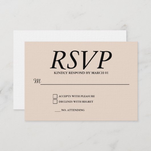 Réponse RSVP Mariage Lin Réponse Moderne (Devant / Derrière)