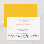 Réponse RSVP Mariage Thème Arc-en-Ciel Oiseaux Fle (Devant / Derrière)