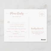Réponse RSVP Menu Calligraphie Or Rose (Dos)