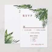 Réponse RSVP Menu Feuilles de Palmier Tropical Exo (Devant / Derrière)