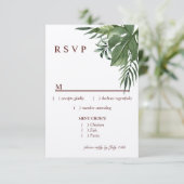 Réponse RSVP Menu Feuilles de Palmier Tropical Exo (Debout devant)