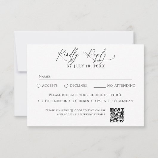 Réponse RSVP minimale par QR Code traditionnel (Devant)