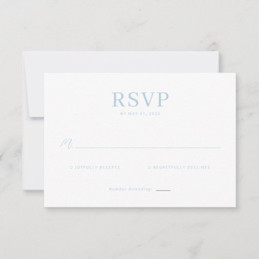 Réponse RSVP Minimaliste Bleue Élégante (Devant)